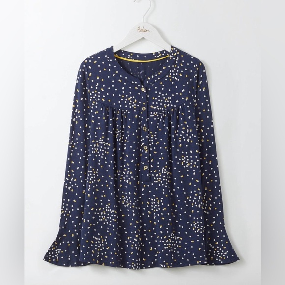 Boden Navy and White Polka Dot Blouse Jersey Material - Picture 7 of 8